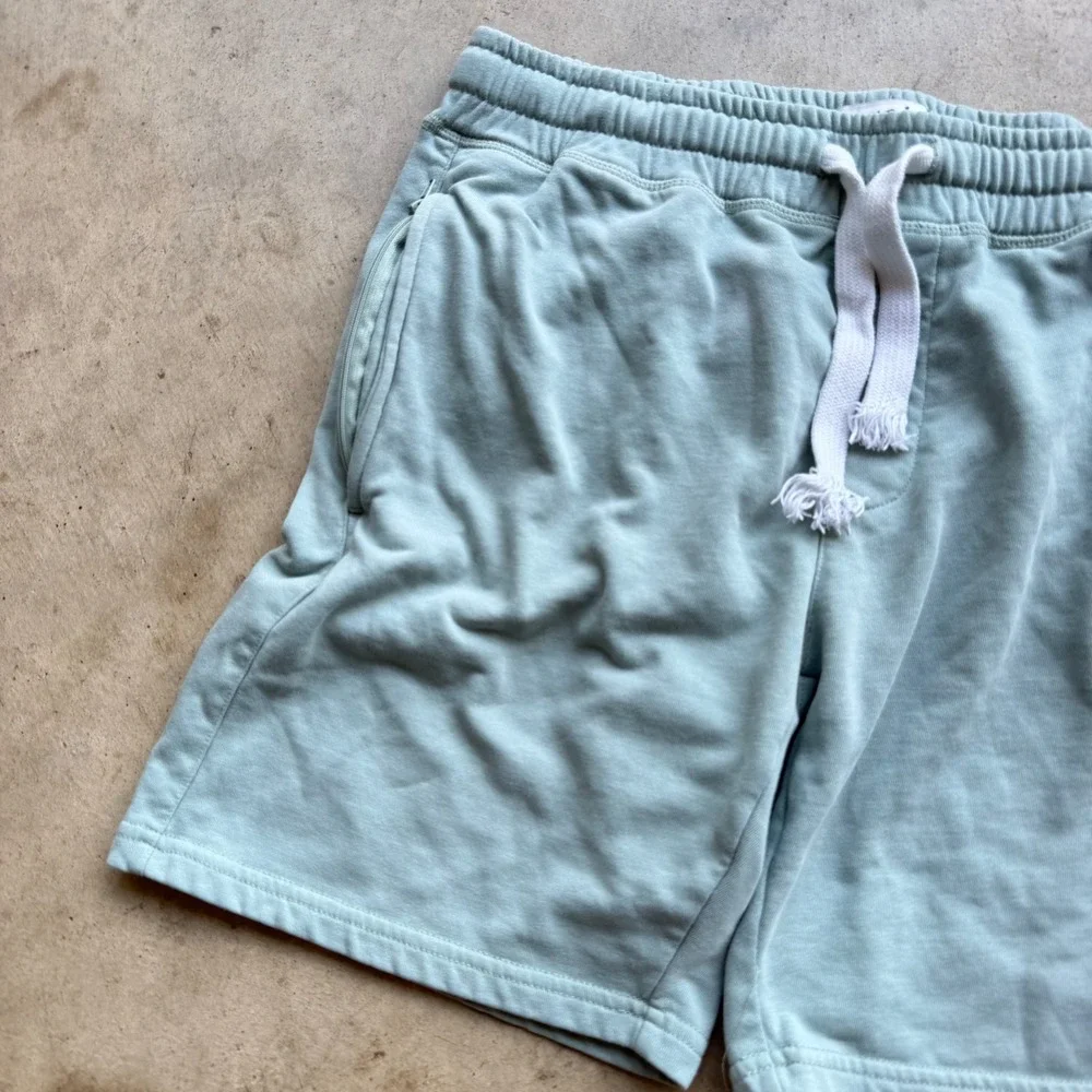 Maamgic Sweat Shorts Mens M Green Drawstring Elastic Waist Zipper Pockets Casual